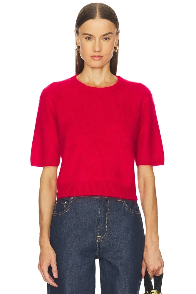 Jada Brushed Cashmere Short Sleeve Crew