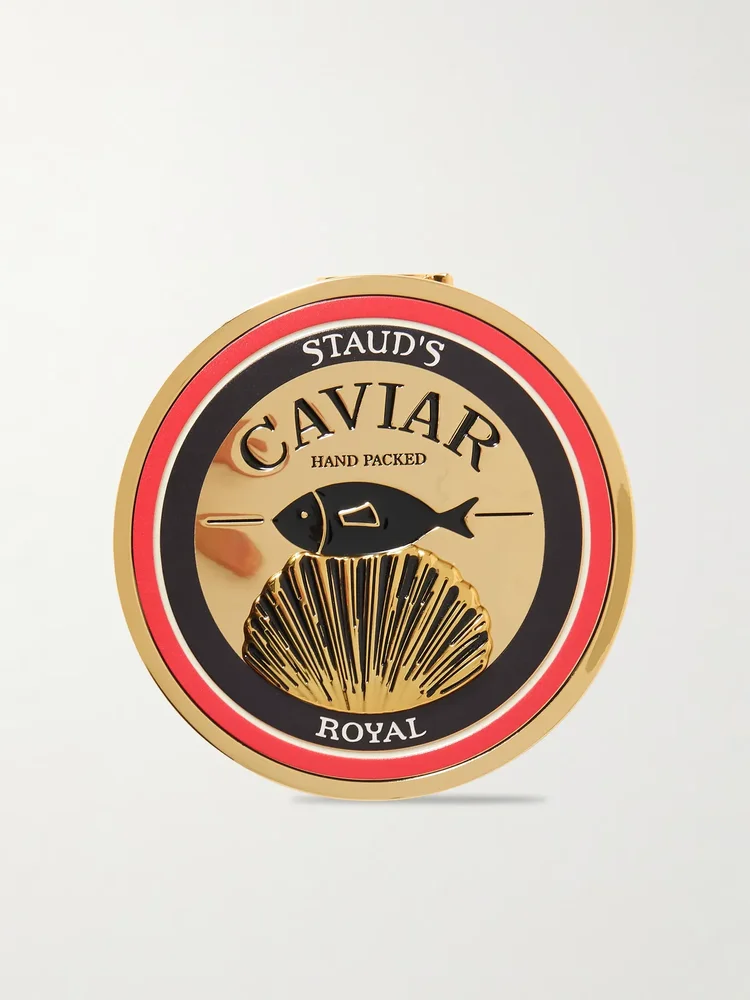 Caviar enamel gold-tone clutch