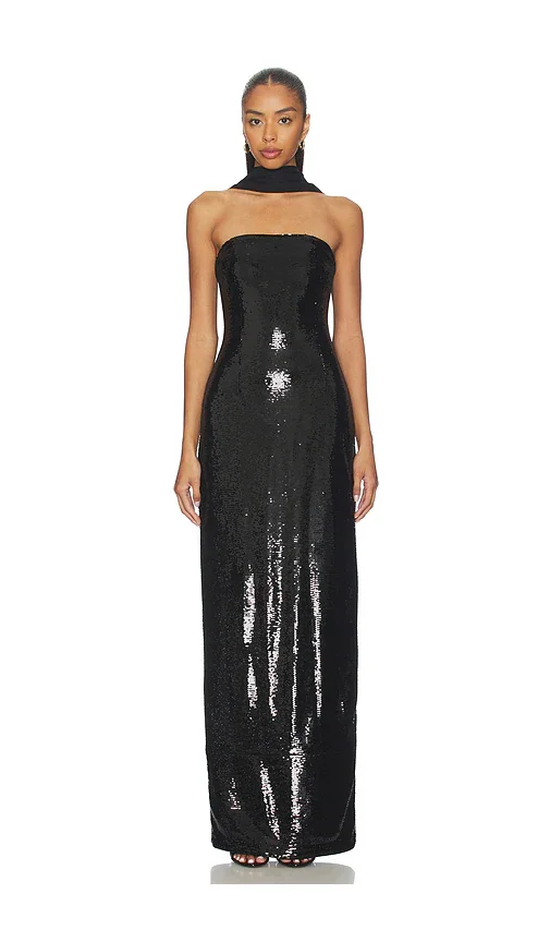by marianna veleda sequin gown - black