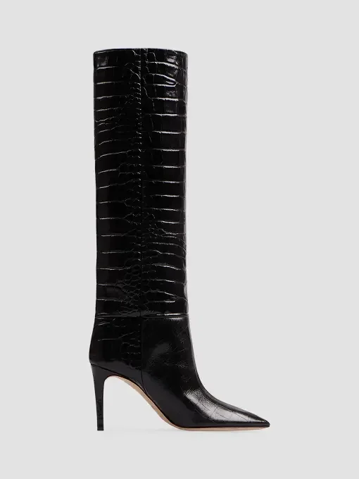 Stiletto 85MM Crocodile-Embossed Leather Boots