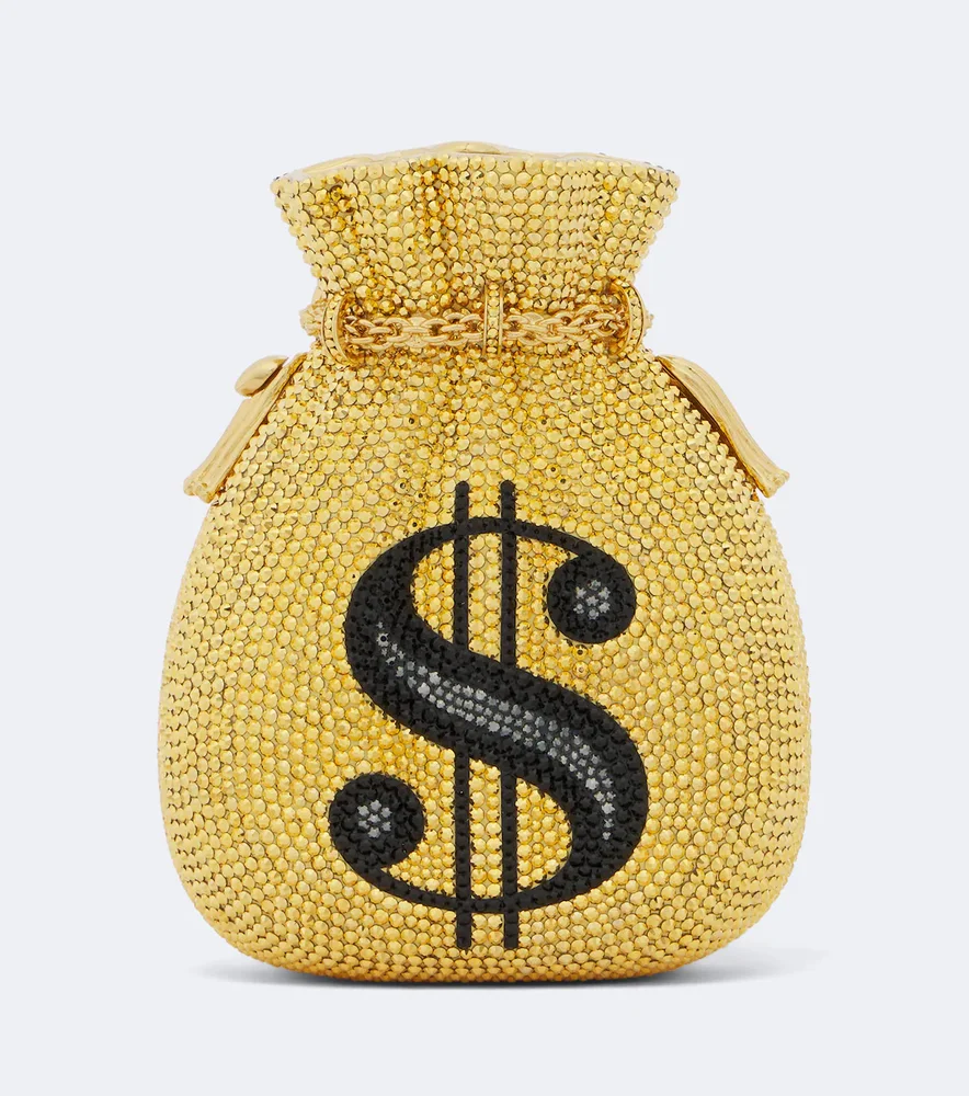 Money Bag crystal-embellished clutch