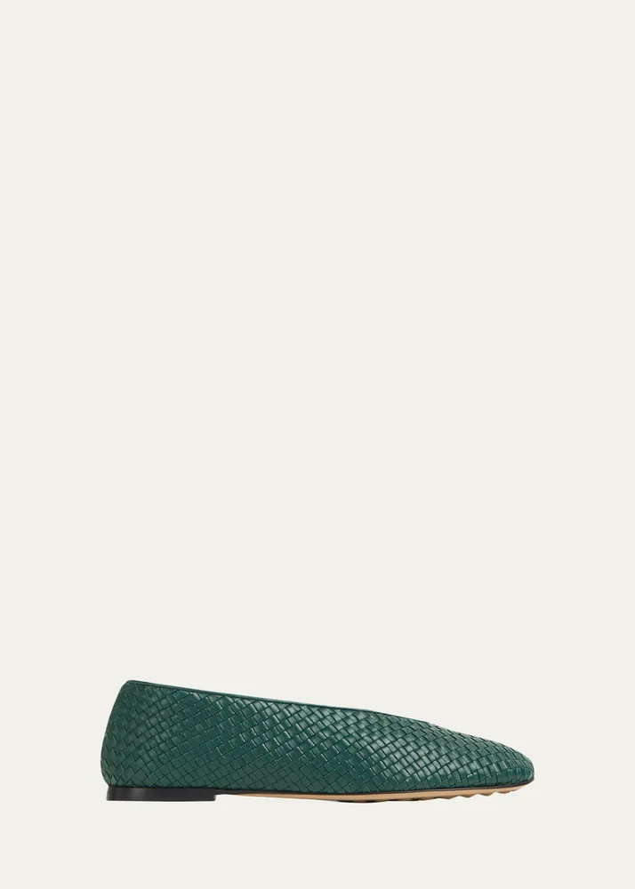 Micro Woven Nappa Leather Ballerina Flats