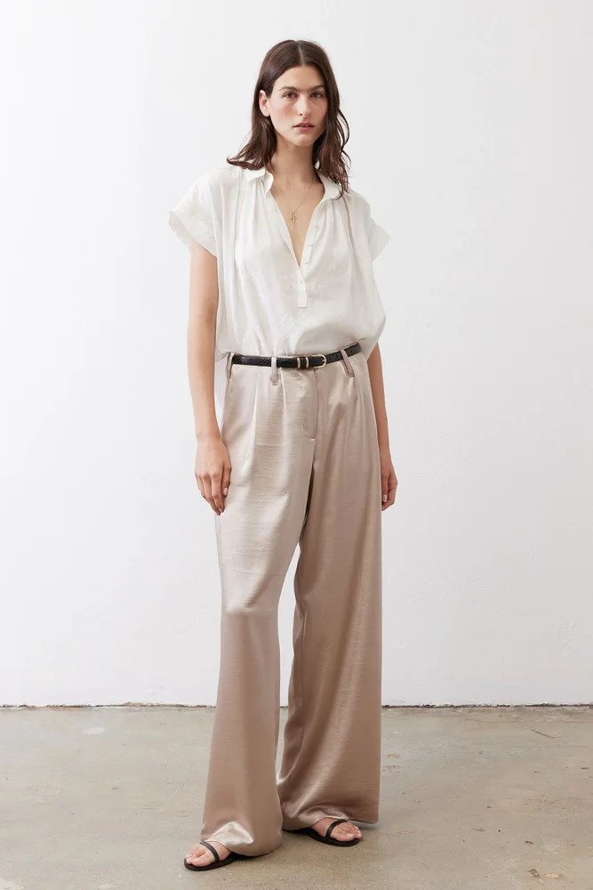 Wide Leg Trousers, Champagne