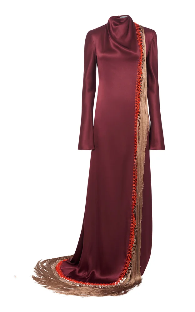 Anne Macrame Silk Maxi Dress