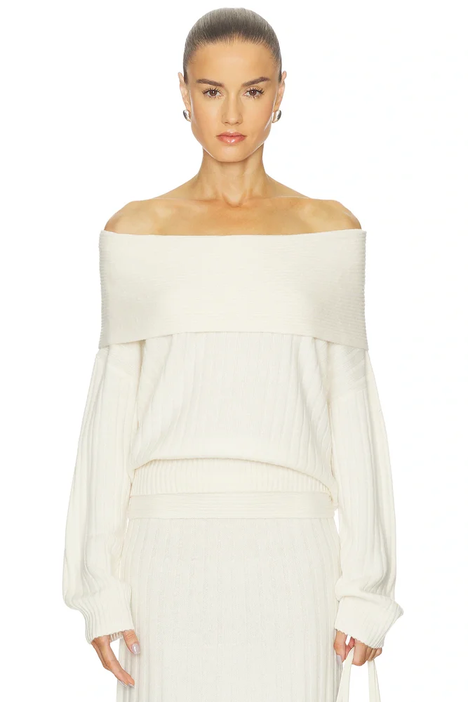 Premium Cashmino Ribbed Draped Top