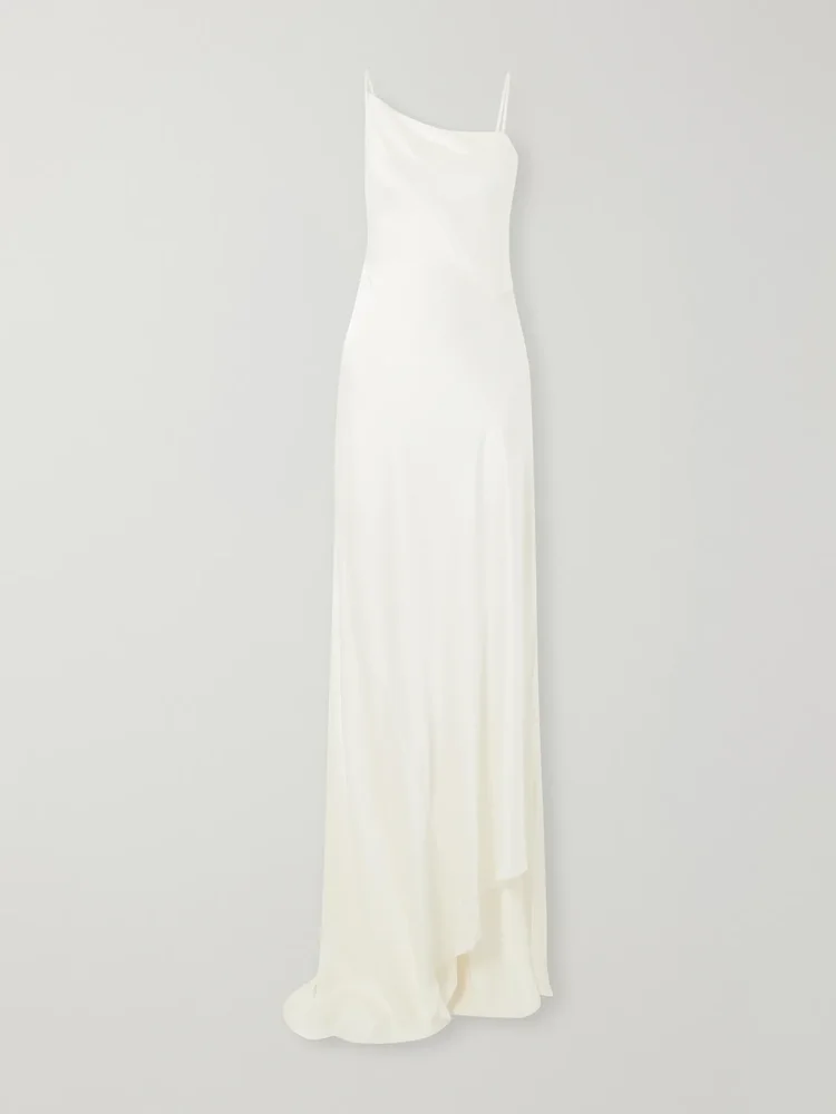Aaricia asymmetric silk-satin maxi dress