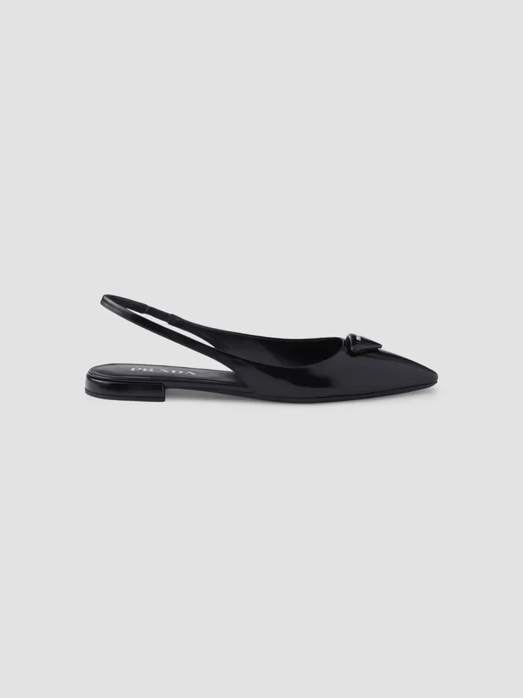 Brushed Leather Slingback Ballerinas