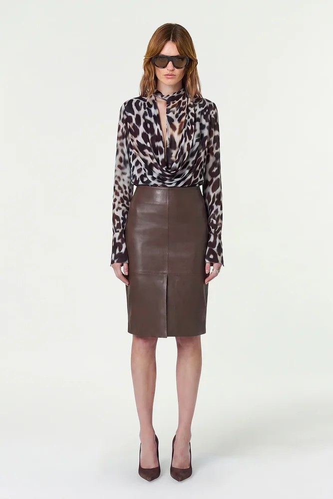 AMARA BLOUSE - BORDEAUX LEOPARD