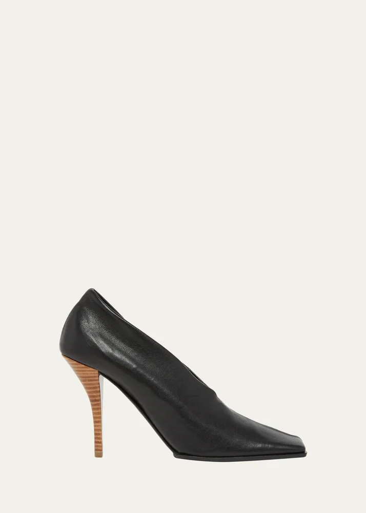 90mm Square-Toe Leather Pumps