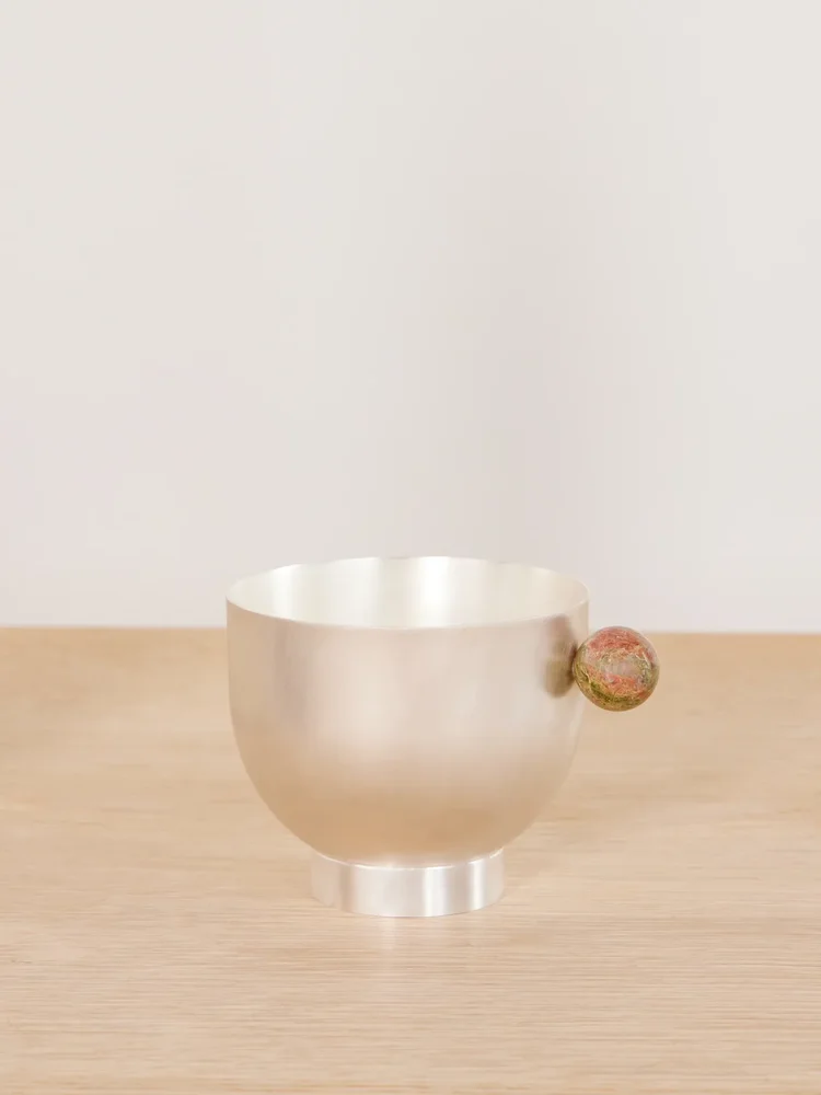 Silver-plated and unakite cup