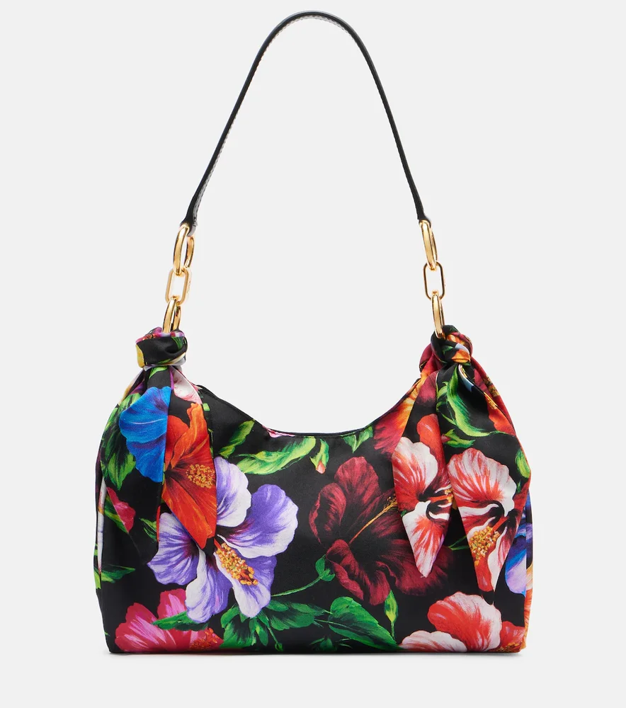 Small floral satin shoulder bag