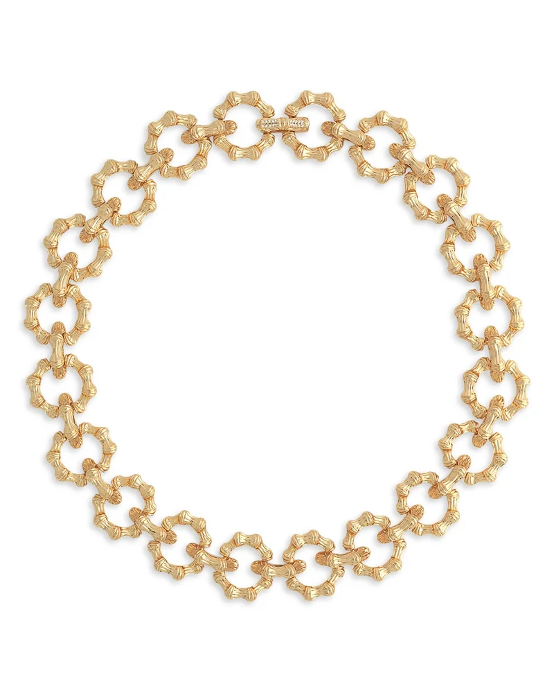 Sculpted Bamboo Chain Necklace in 18K Gold Plated, 17"