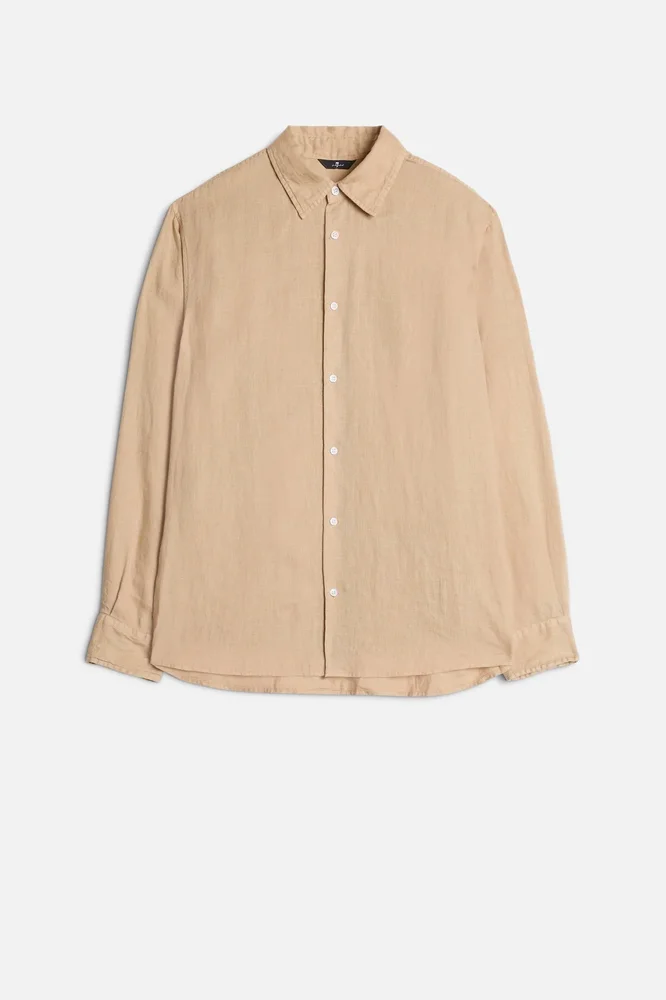 Classic Linen Button Up Shirt in Taupe