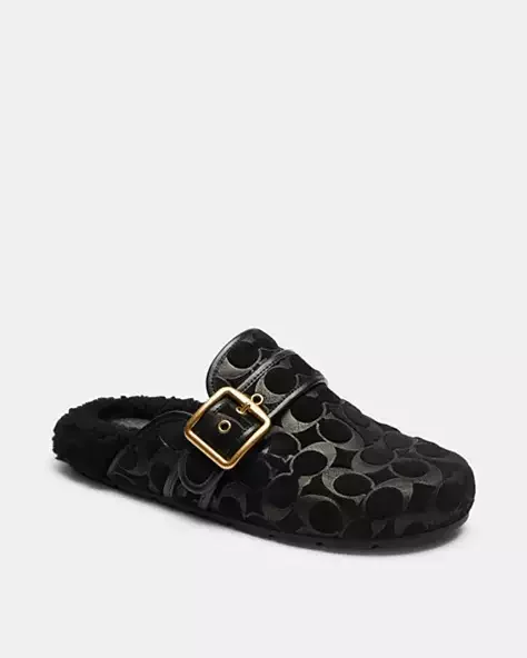 Archival Buckle Clog With Signature Suede And Shearling