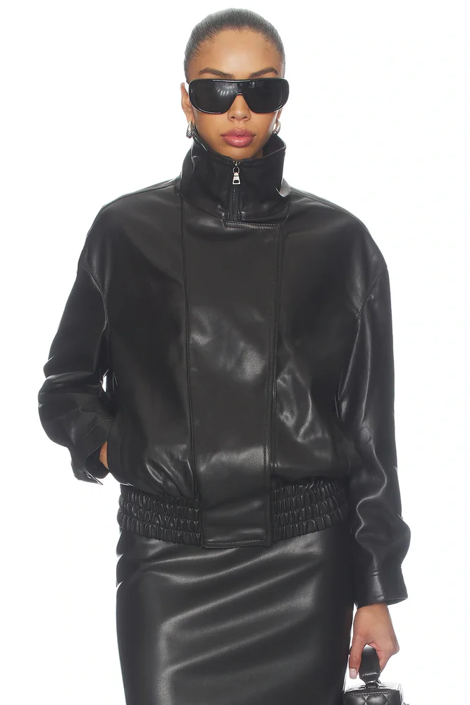Oversized Leather Bomber Jacket