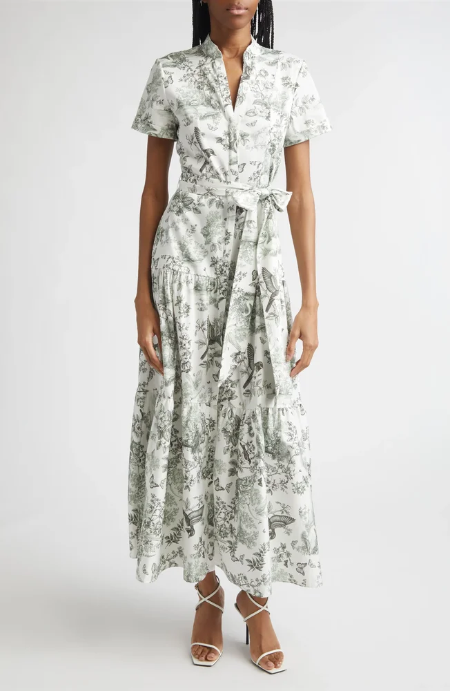 Lucy Toile Print Belted Maxi Shirtdress