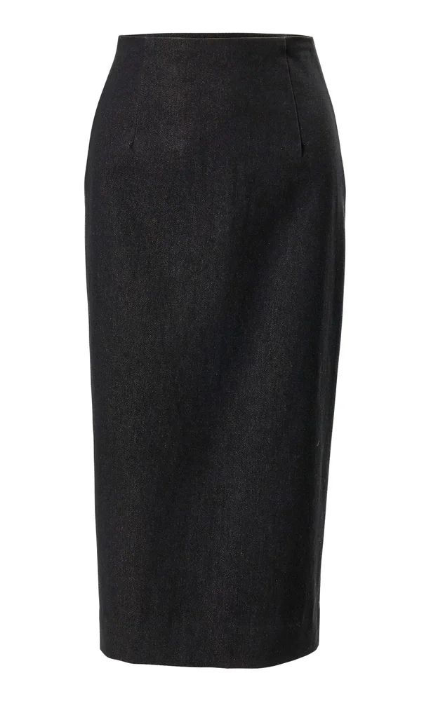 Denim Knee-Length Pencil Skirt