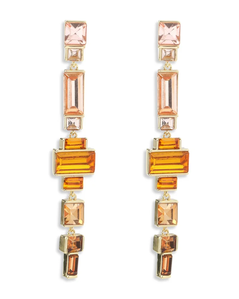Cubic Zirconia Geometric Linear Drop Earrings