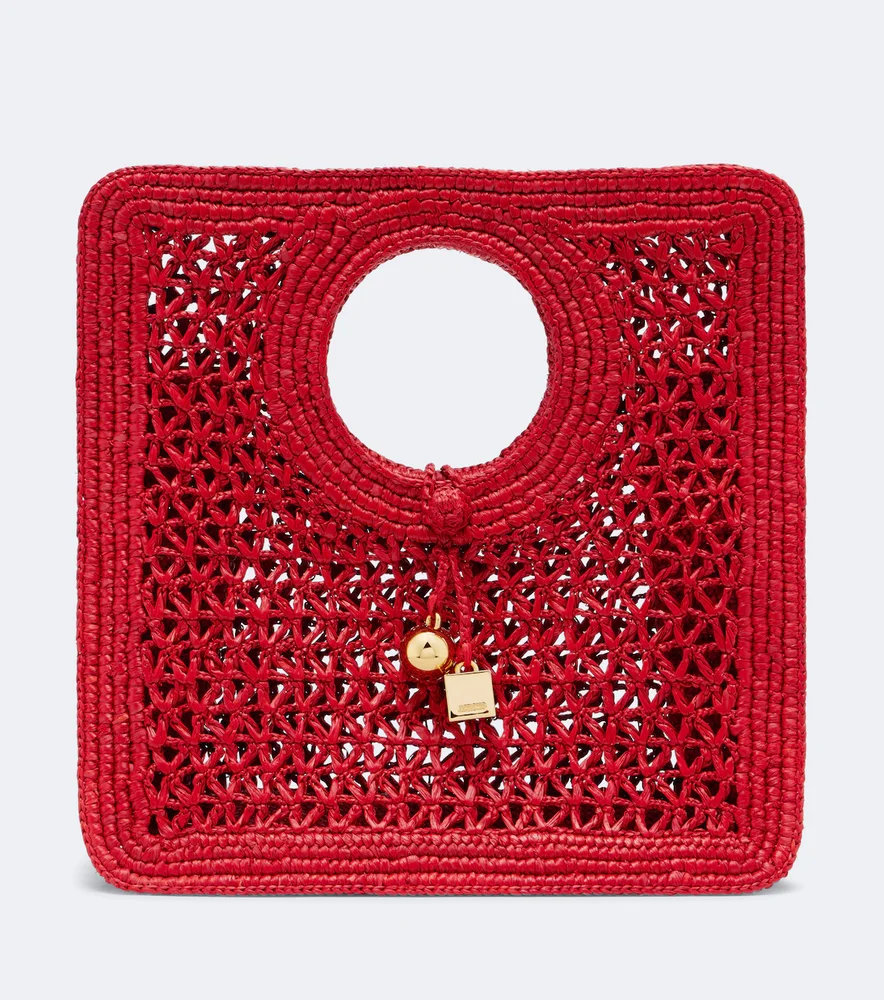 Spiaggia Small raffia top-handle bag