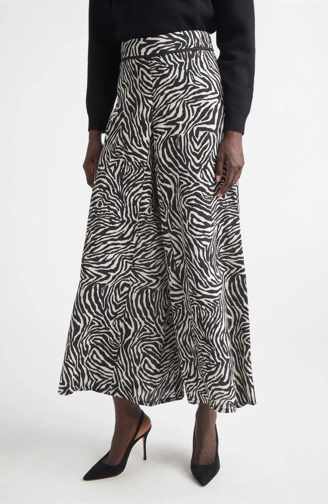 Romy Zebra Print Wide Leg Crop Pants