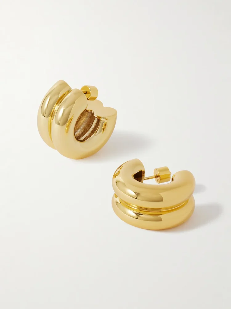 Double gold-plated hoop earrings