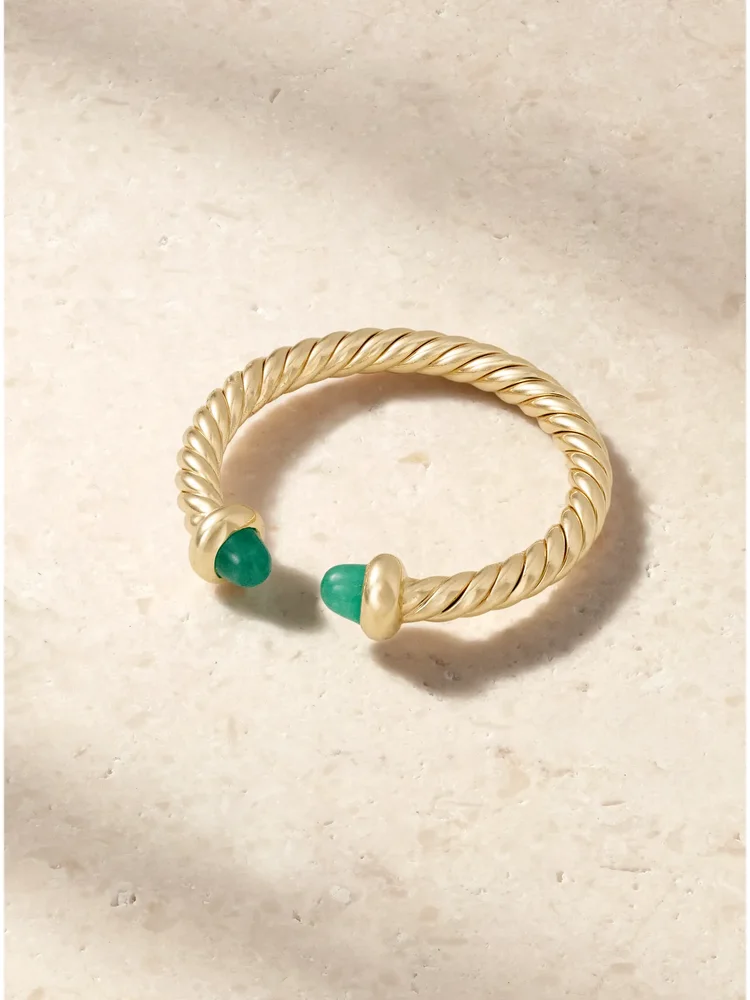 Micro Cablespira® Flex 18-karat gold emerald ring