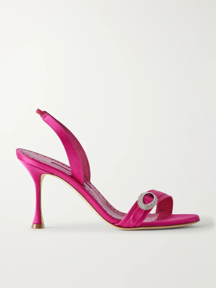 Zutosan 90 crystal-embellished satin slingback sandals