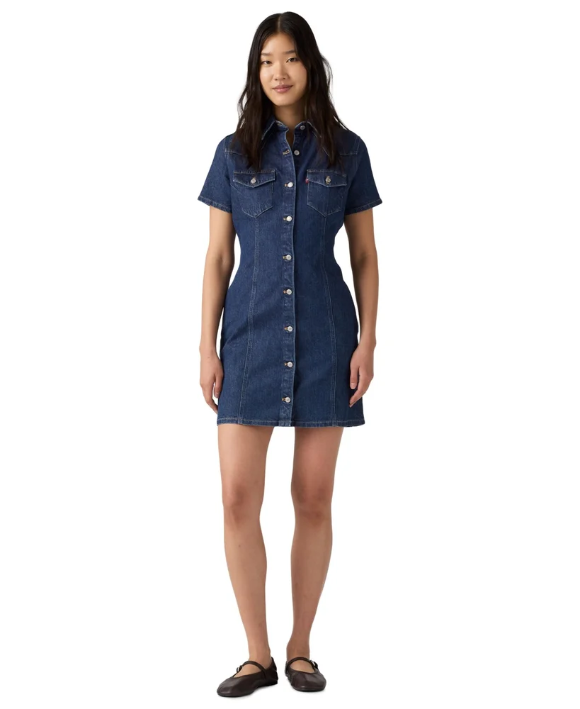 Trace Western Denim Shirt Dress