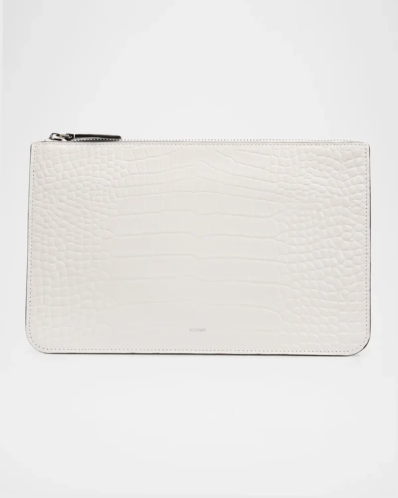 Croc-Embossed Leather Clutch Bag
