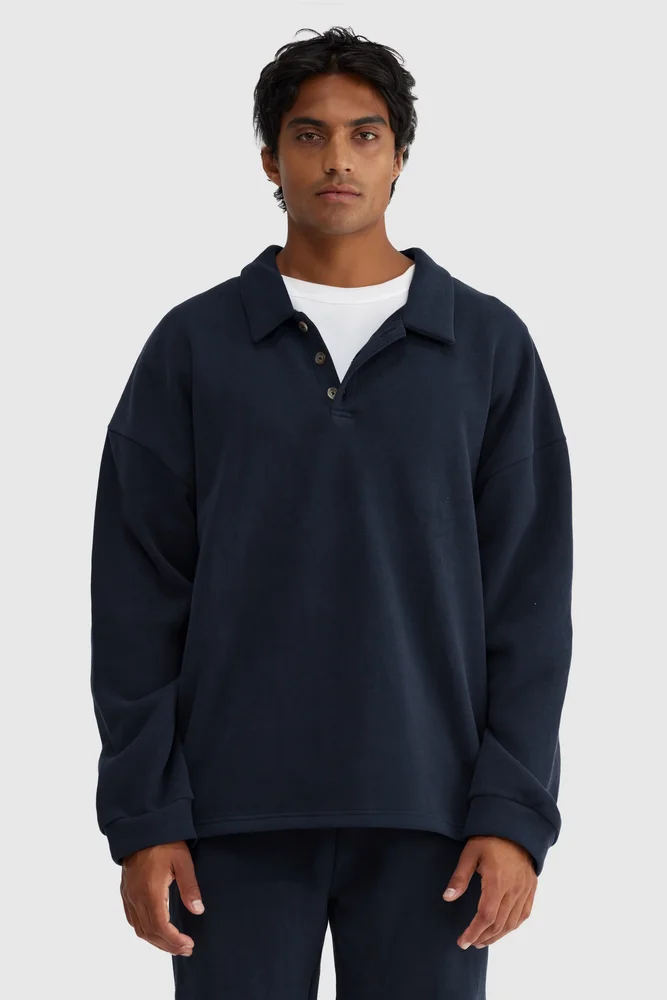Aiden Polo Sweater in Navy