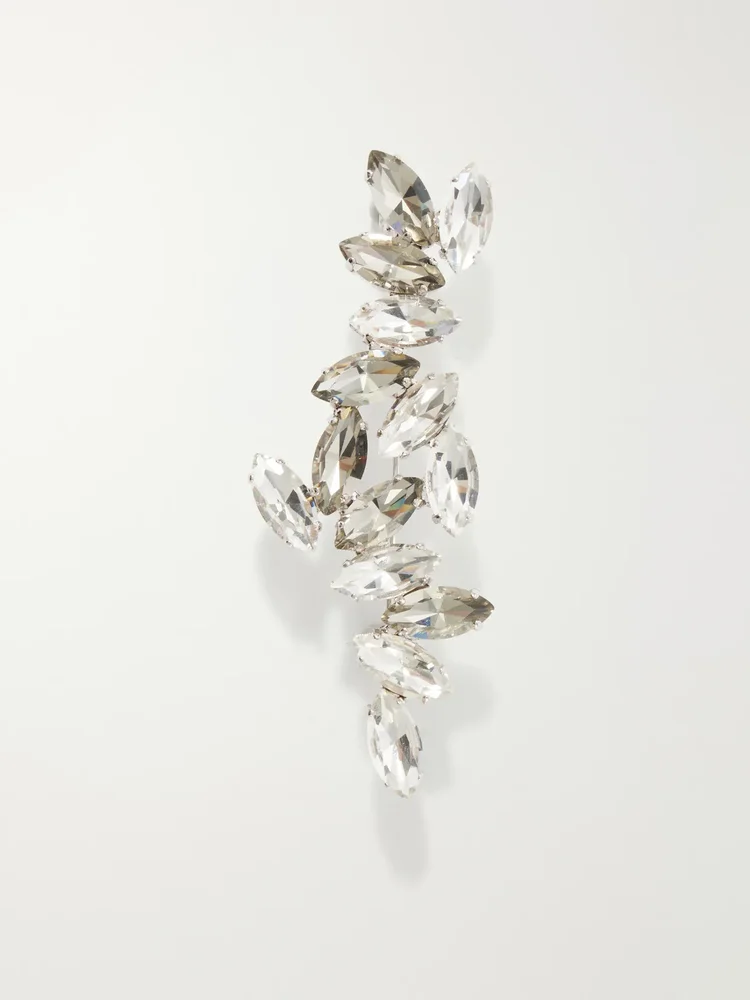 Silver-tone crystal brooch
