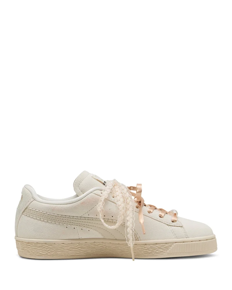 Women's Suede Bloom Embellished Sneakers