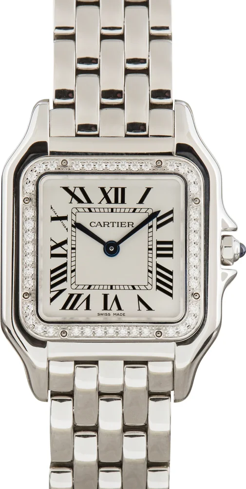 Pre-Owned Panthère de Cartier W4PN0018 Medium Model Diamond Bezel Watch