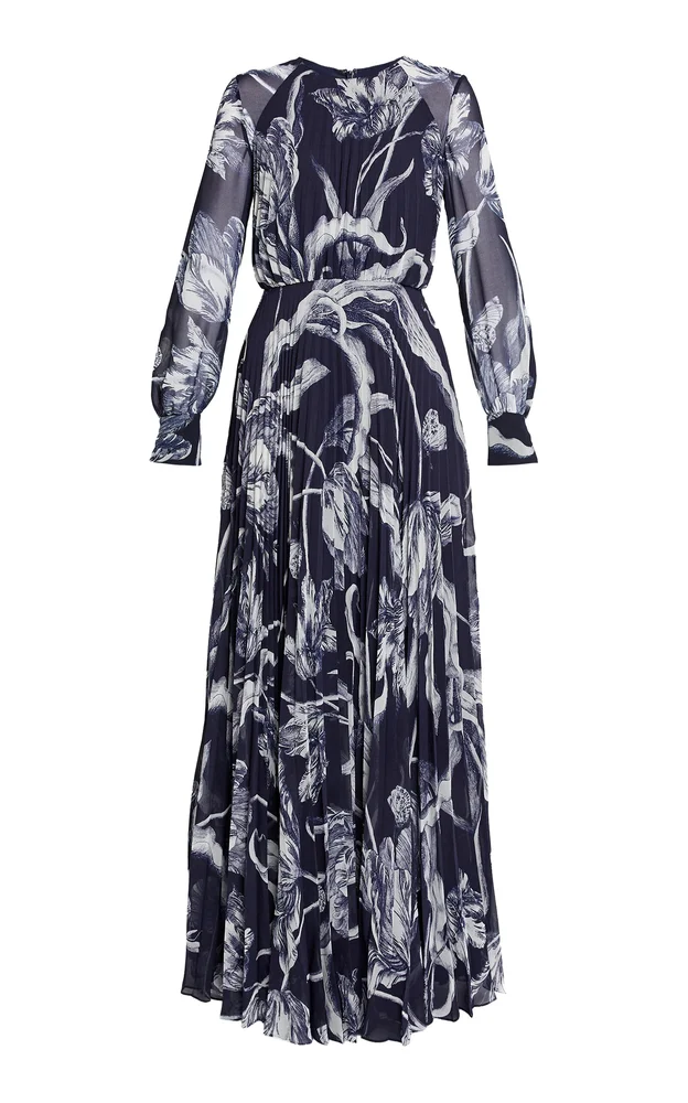 Printed Long-Sleeve Gown