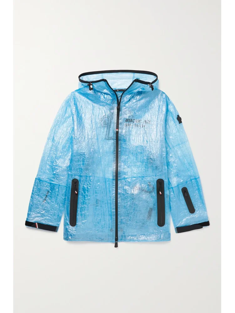 Landry hooded printed crinkled-PVC jacket