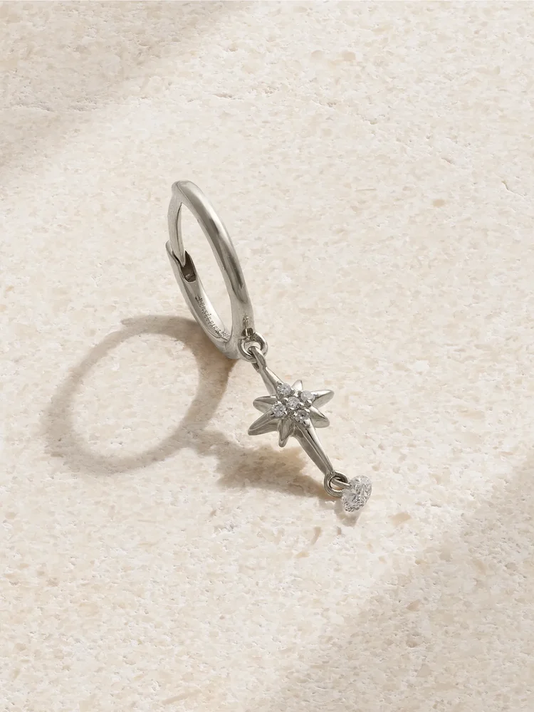 North Star 18-karat white gold diamond single hoop earring