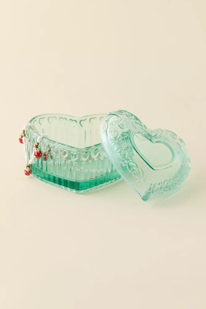 Heart Shaped Beveled Glass Trinket Box