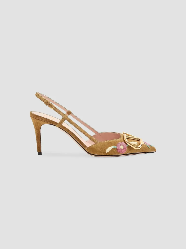 VLogo Signature 80MM Slingback Pumps in Crust Leather