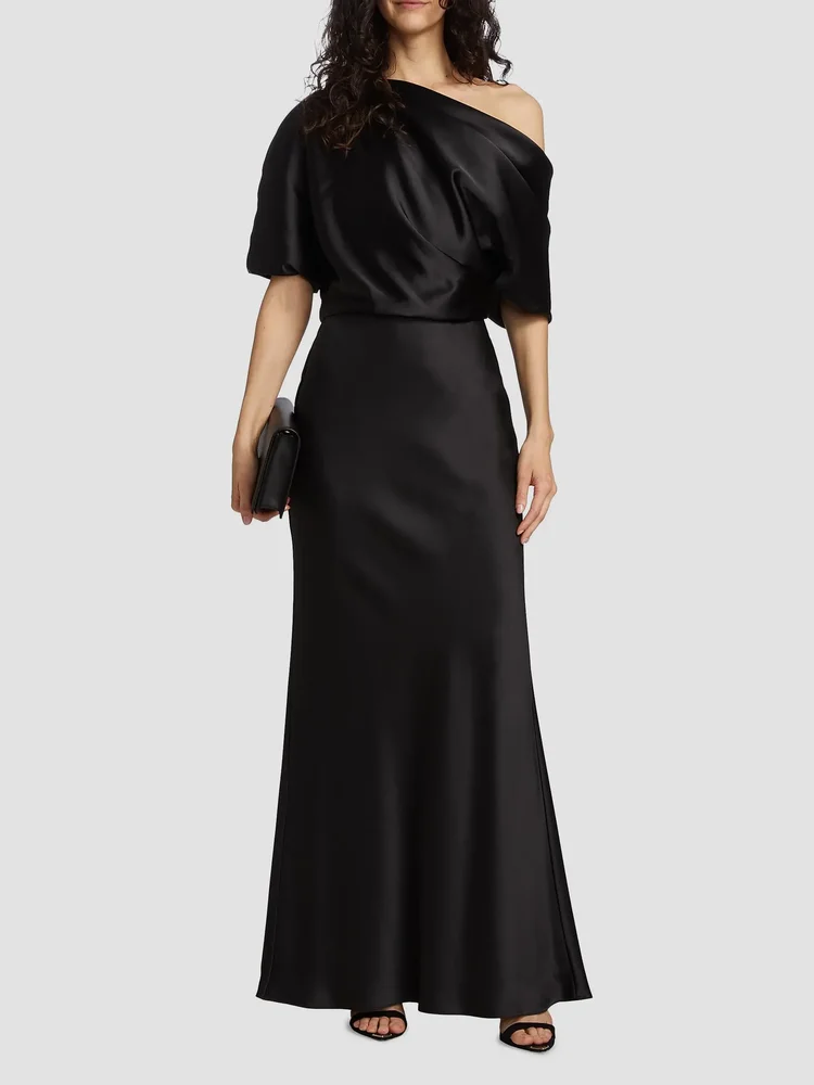 Satin One-Shoulder Gown