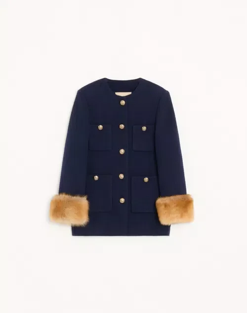 Caban In Plain Wool Tweed