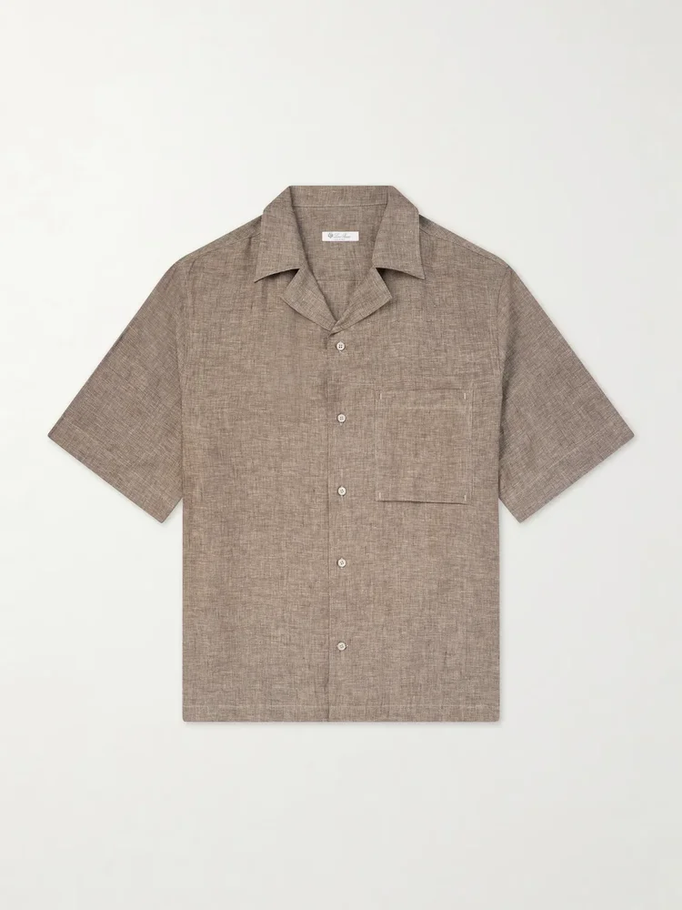 Federico Camp-Collar Linen Shirt