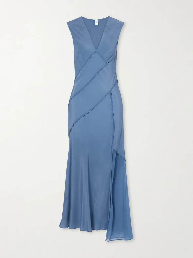 Elin paneled crepe de chine gown