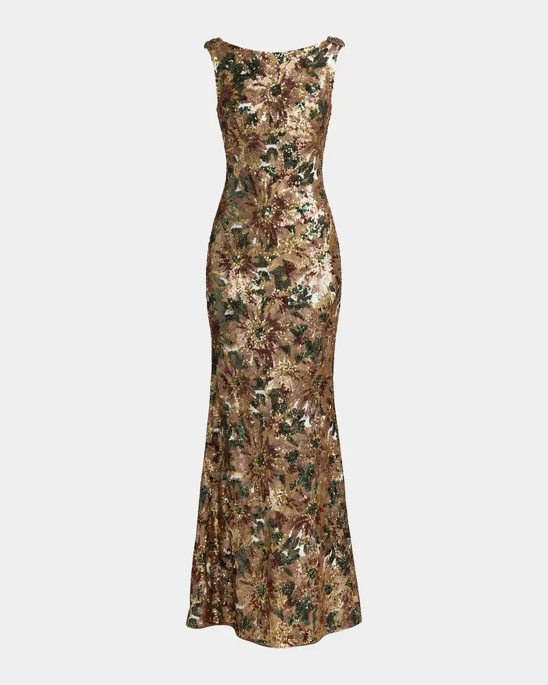 Sequin Cowl Back Gown