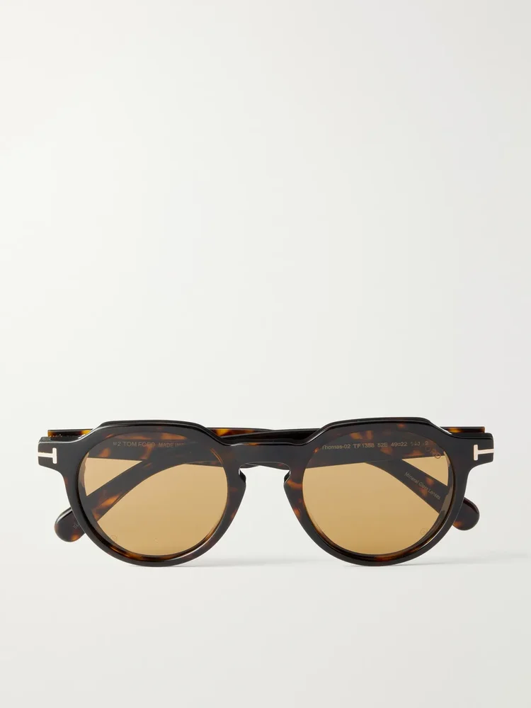 Thomas-02 Round-Frame Tortoiseshell Acetate Sunglasses