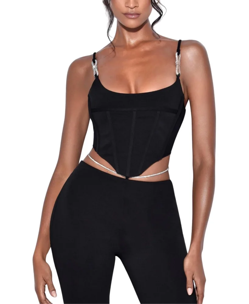 Tristyn Crystal Strap Corset Top