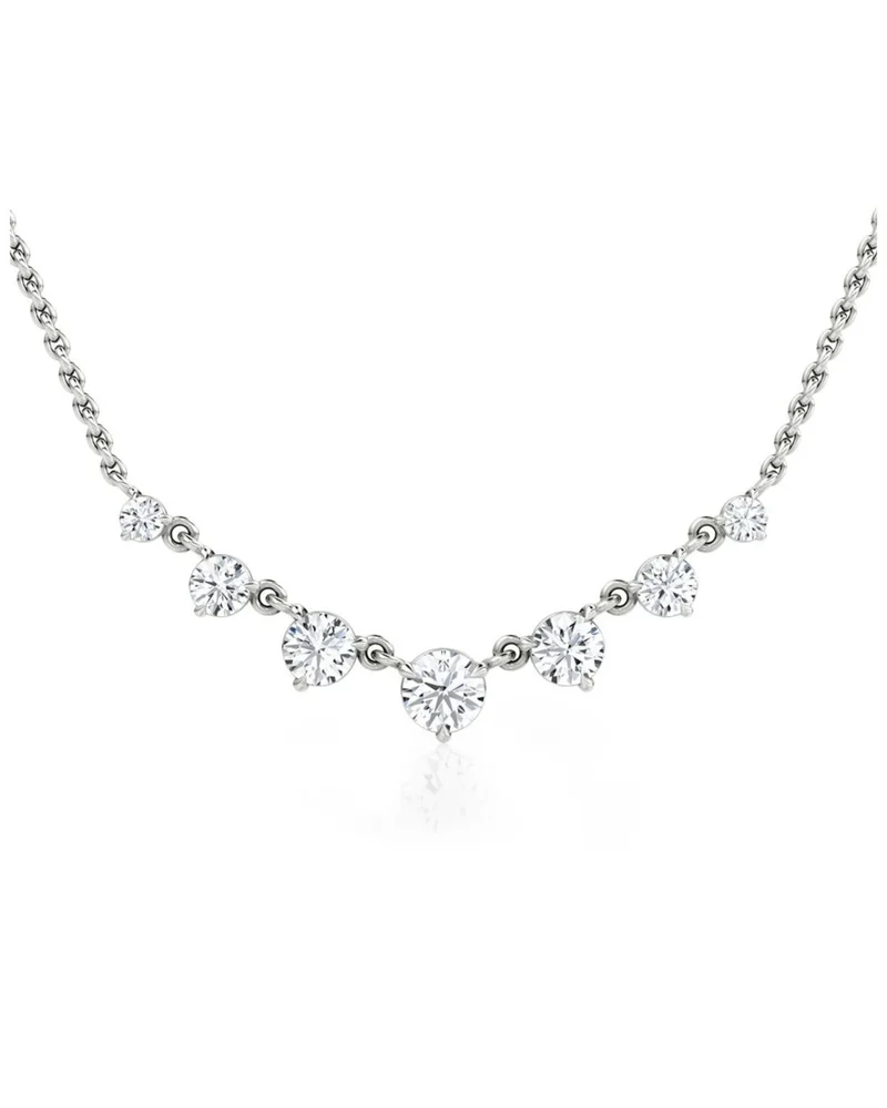 Linked Lab-Grown Diamond Tennis Necklace in 14K White Gold, .85ctw Round Brilliant Lab Grown Diamonds, 16-18"