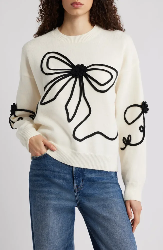 Isiora 3D Embroidered Bow Sweater