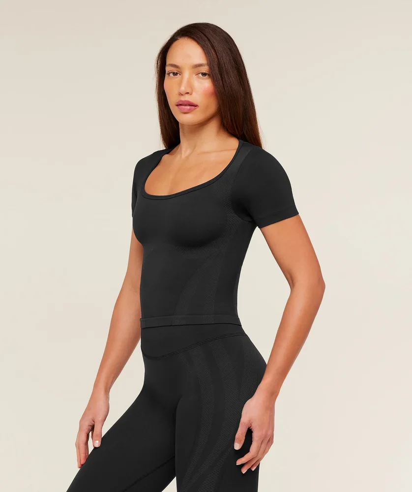 Gymshark Weekend Seamless Short Sleeve Top - GS Black/GS Asphalt Grey