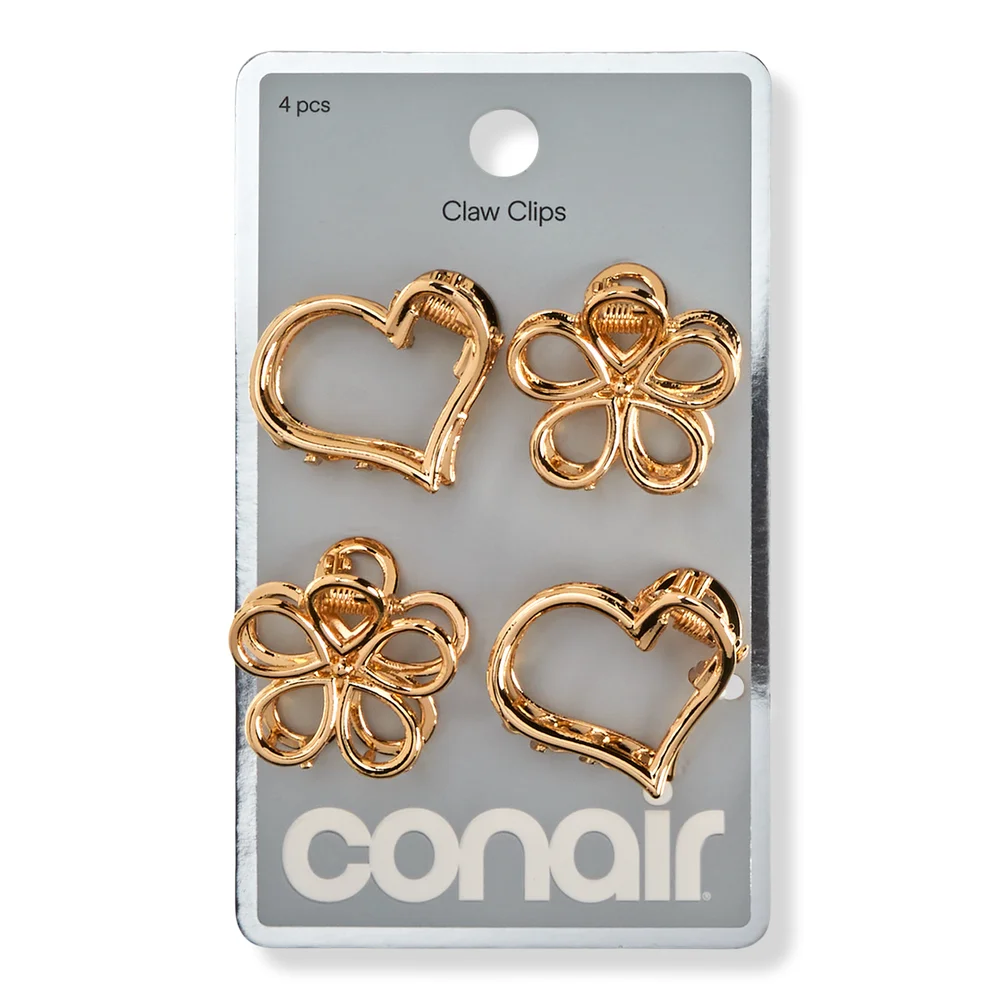 Metal Flower and Heart Claw Clips