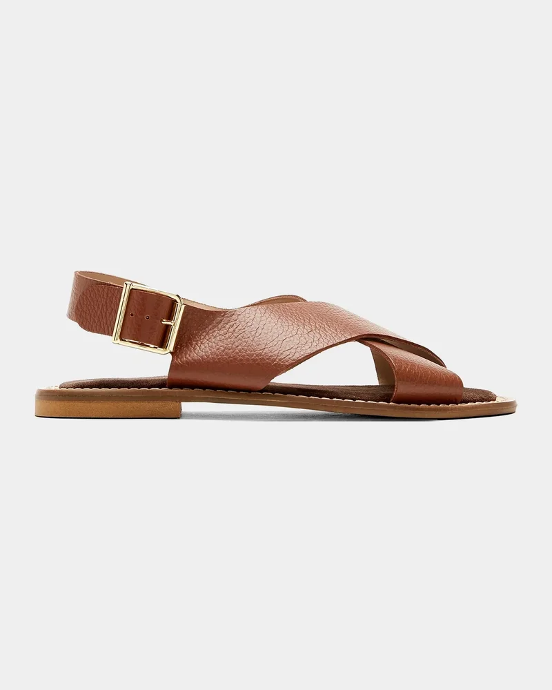 Freeda Leather Flat Crisscross Sandals